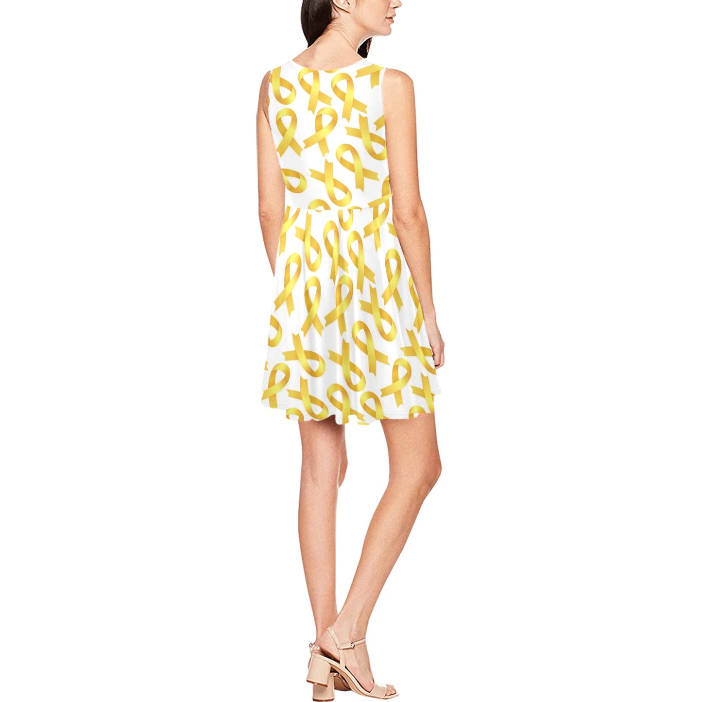 Childhood cancer Pattern Print Design 02 Sleeveless Dress