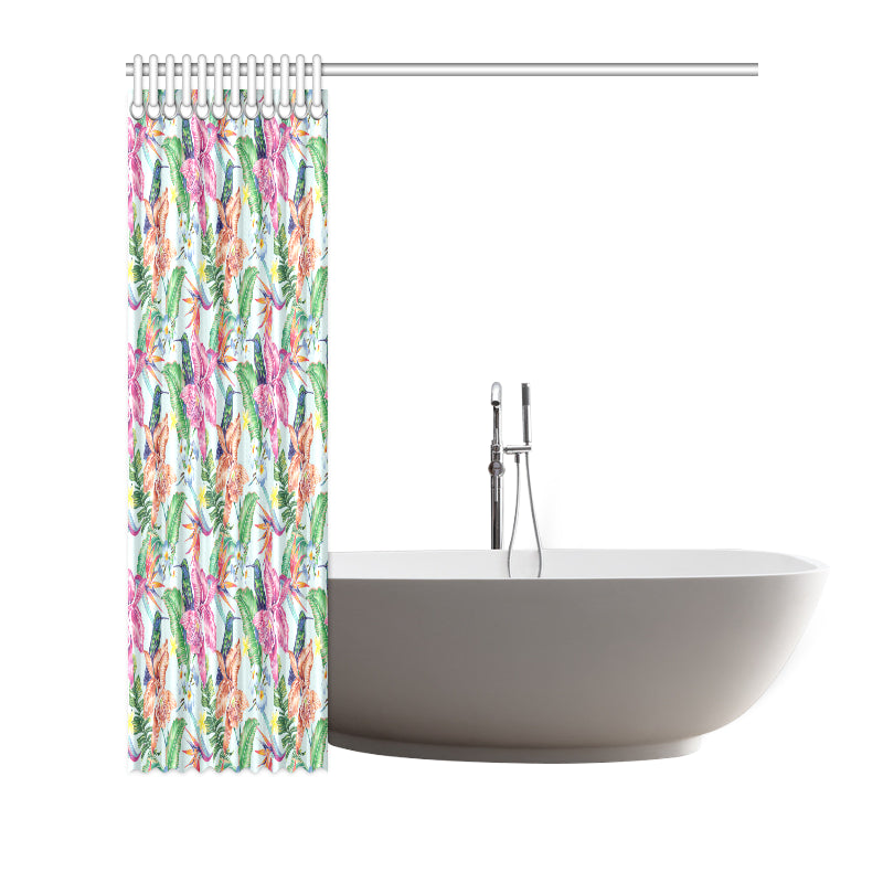 Hummingbird Tropical Pattern Print Design 05 Shower Curtain