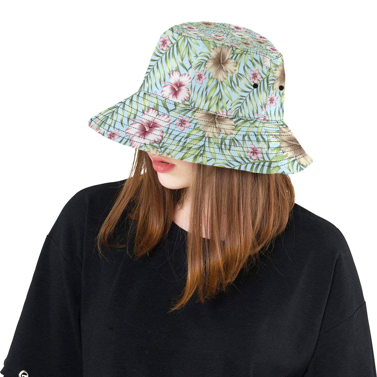 Tropical Flower Pattern Print Design TF05 Unisex Bucket Hat