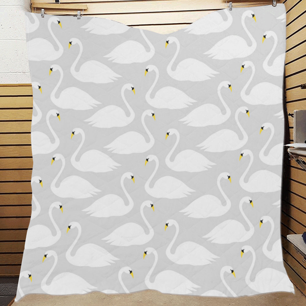 Swan Pattern Print Design 02 Premium Quilt