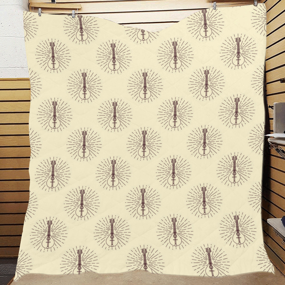 Mandolin Pattern Print Design 02 Premium Quilt