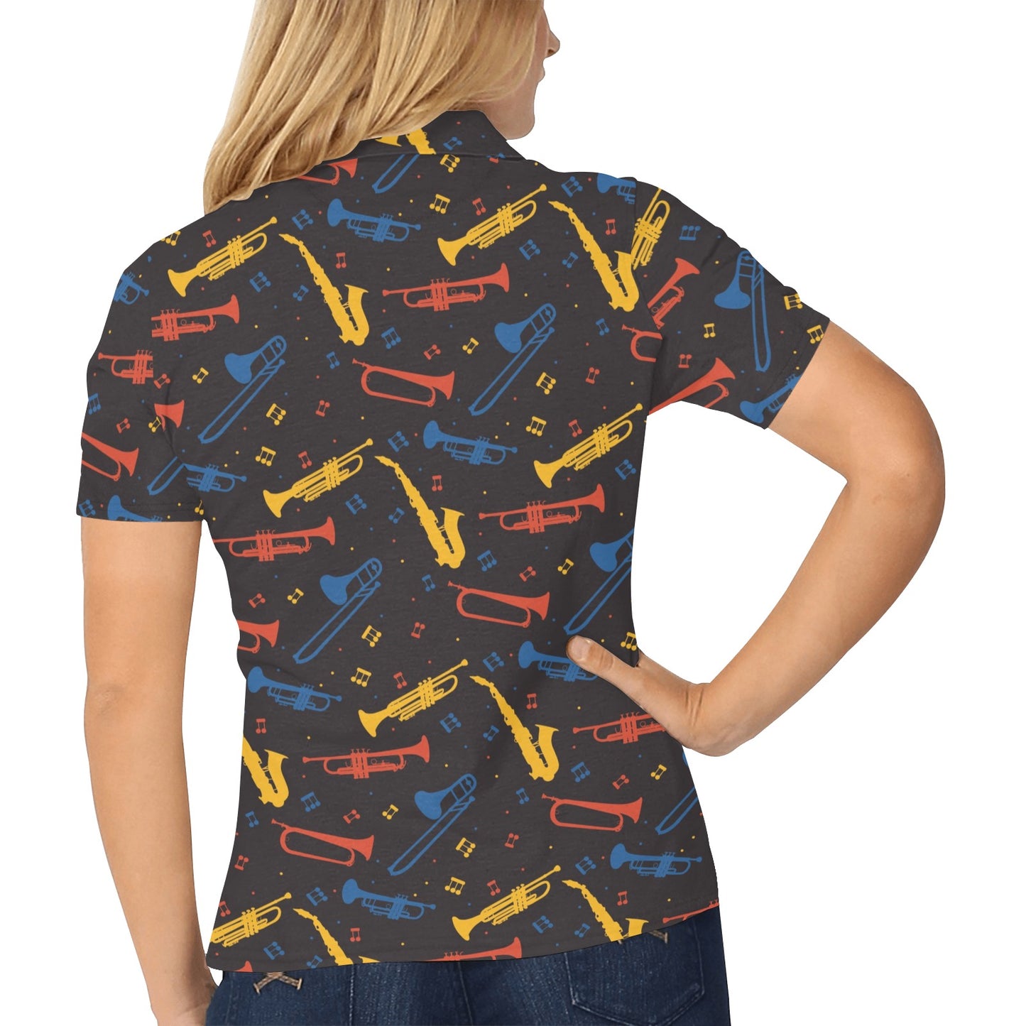 Saxophone Print Design LKS407 Women's Polo Shirt