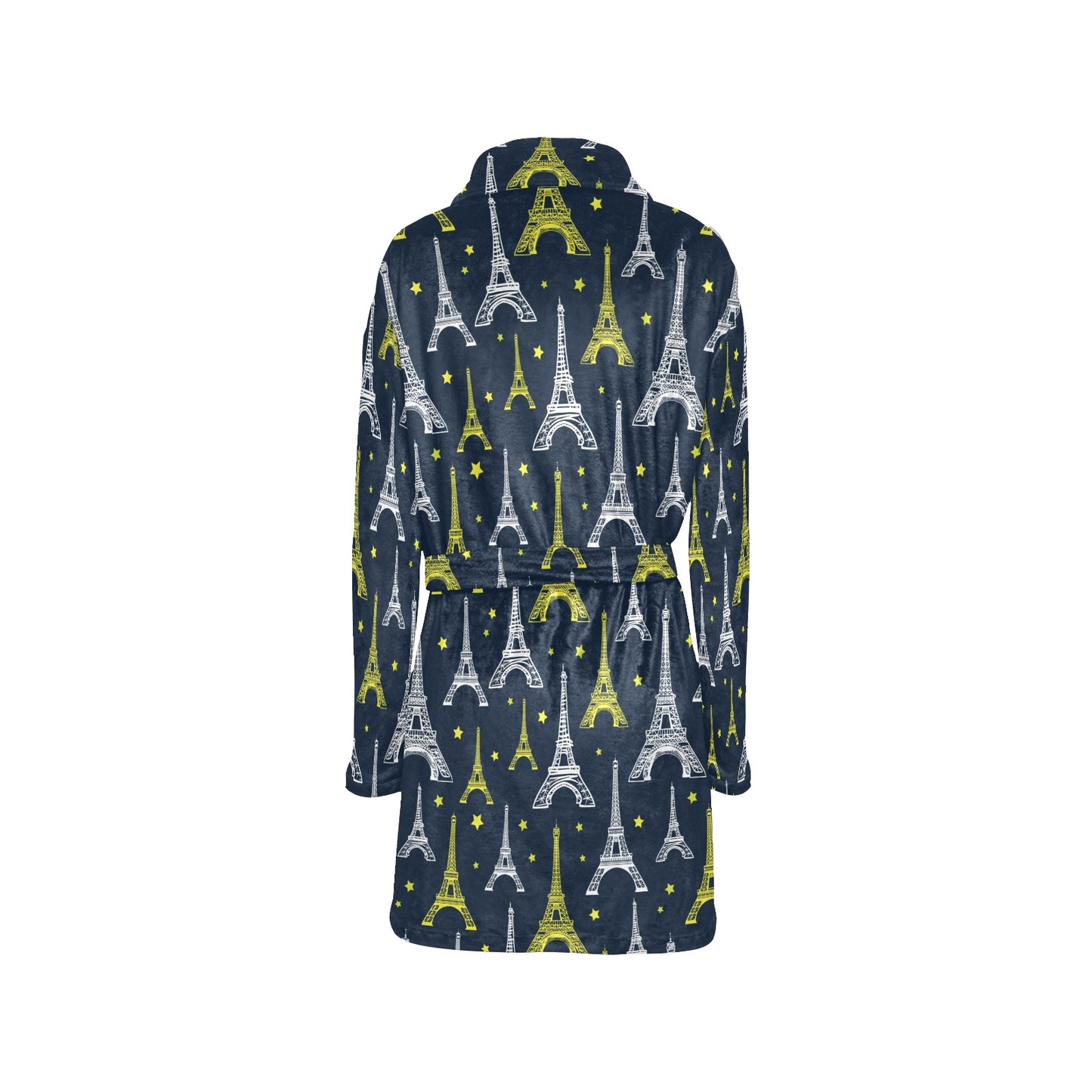 Eiffel Tower Star Print Women's Fleece Robe