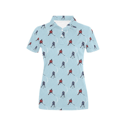 Hockey Player Print Design LKS302 Women's Polo Shirt
