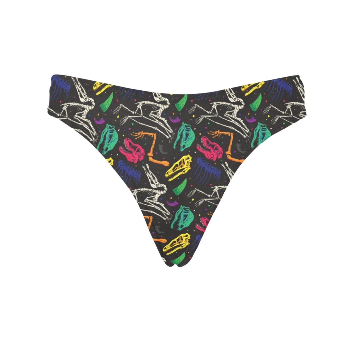 Dinosaur Skull Color Print Pattern Women's Thongs