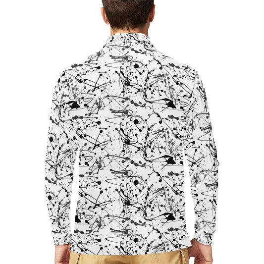Splatter Print Design LKS305 Long Sleeve Polo Shirt For Men's