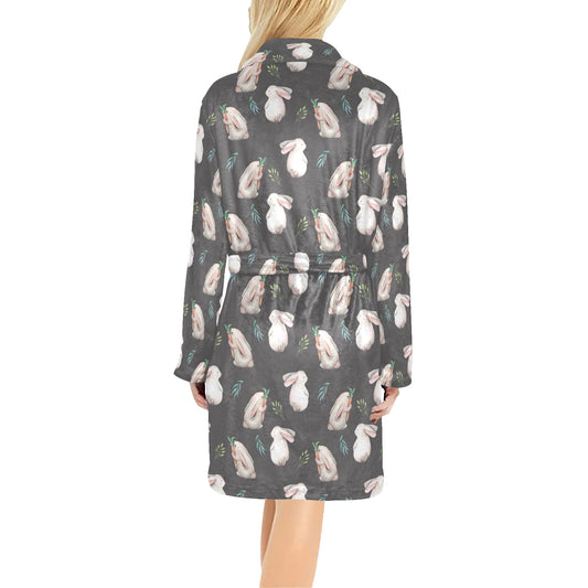 Rabbit Print Design LKS402 Women's Fleece Robe