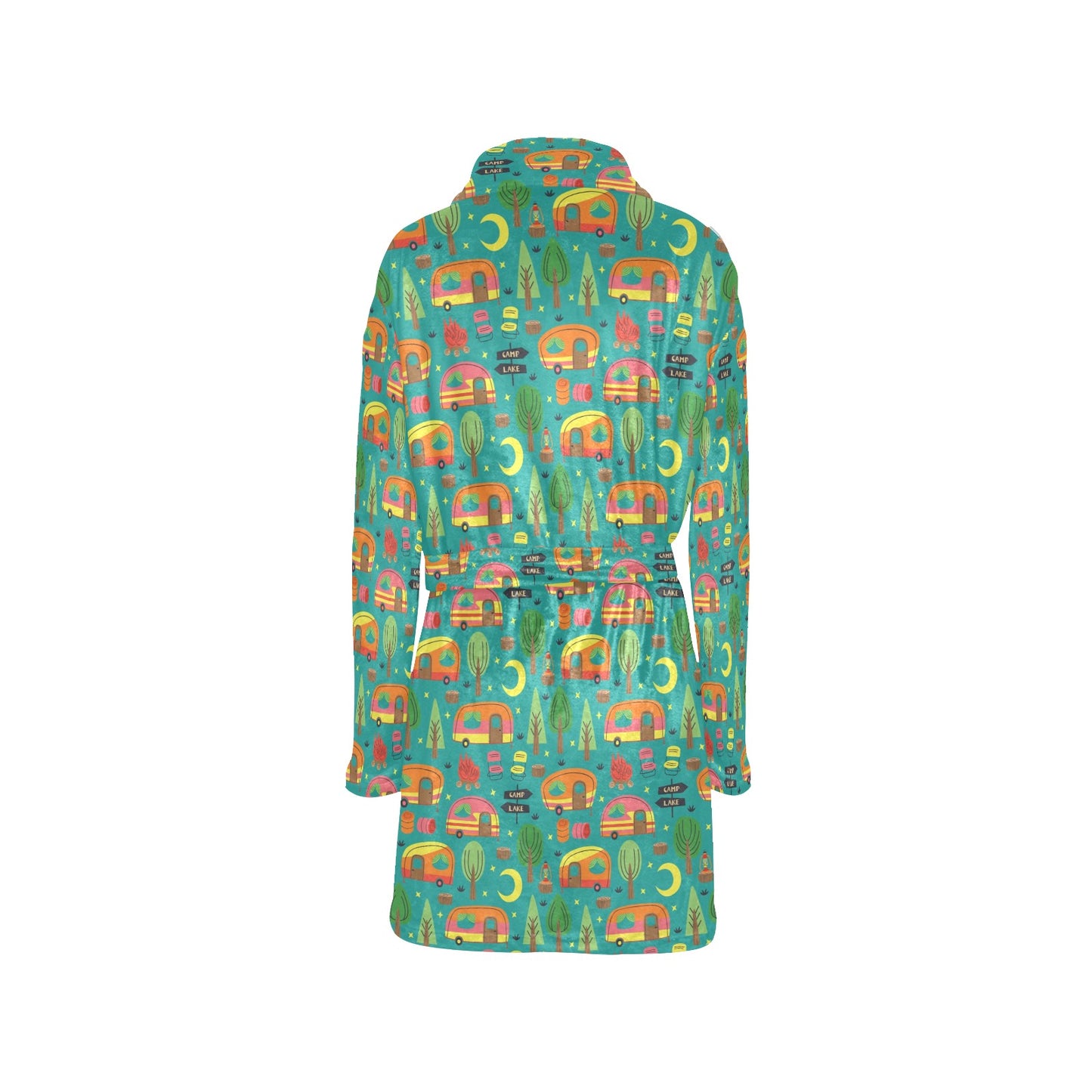 Camping Camper Pattern Print Design 05 Women's Fleece Robe
