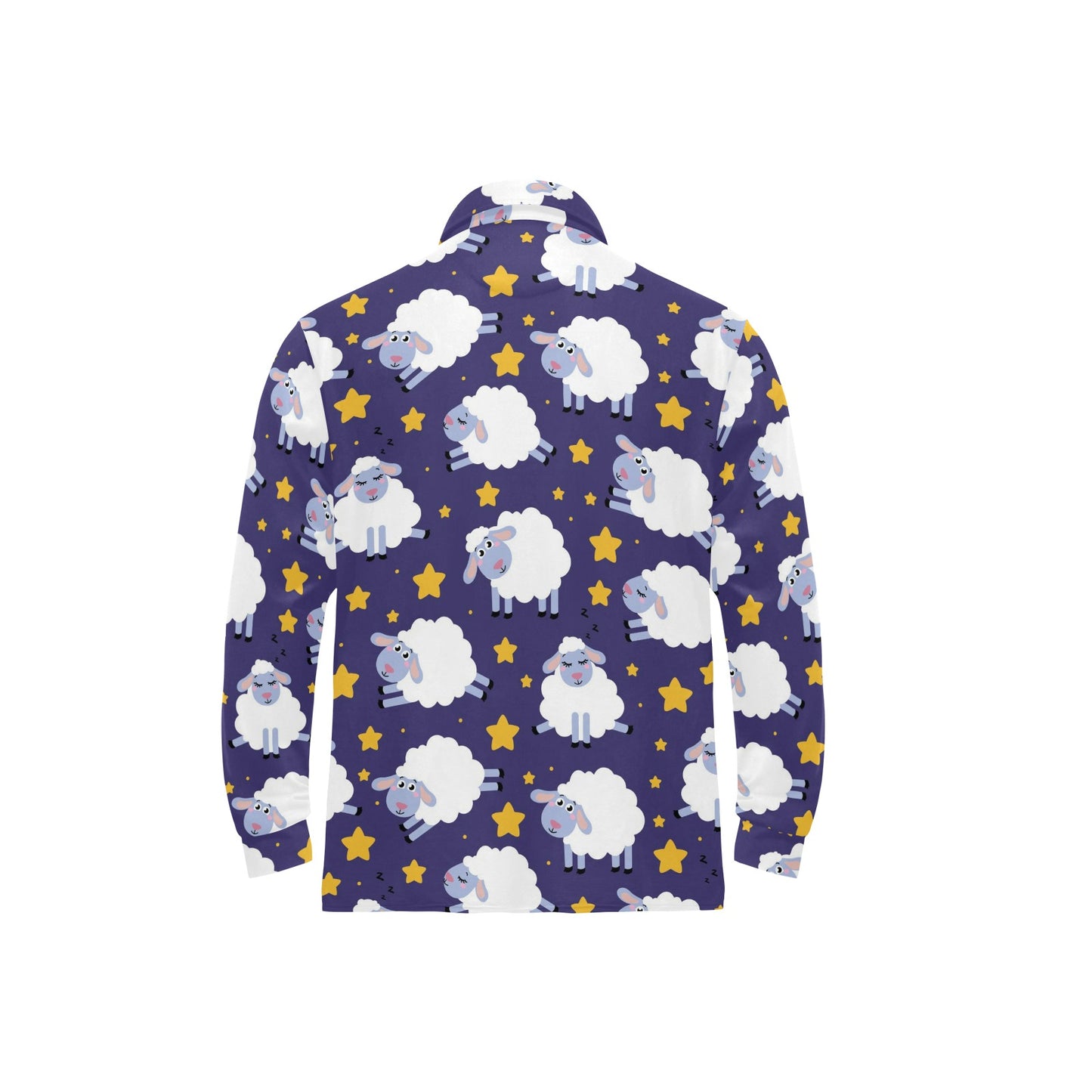 Sheep Pattern Print Design 03 Long Sleeve Polo Shirt For Men's