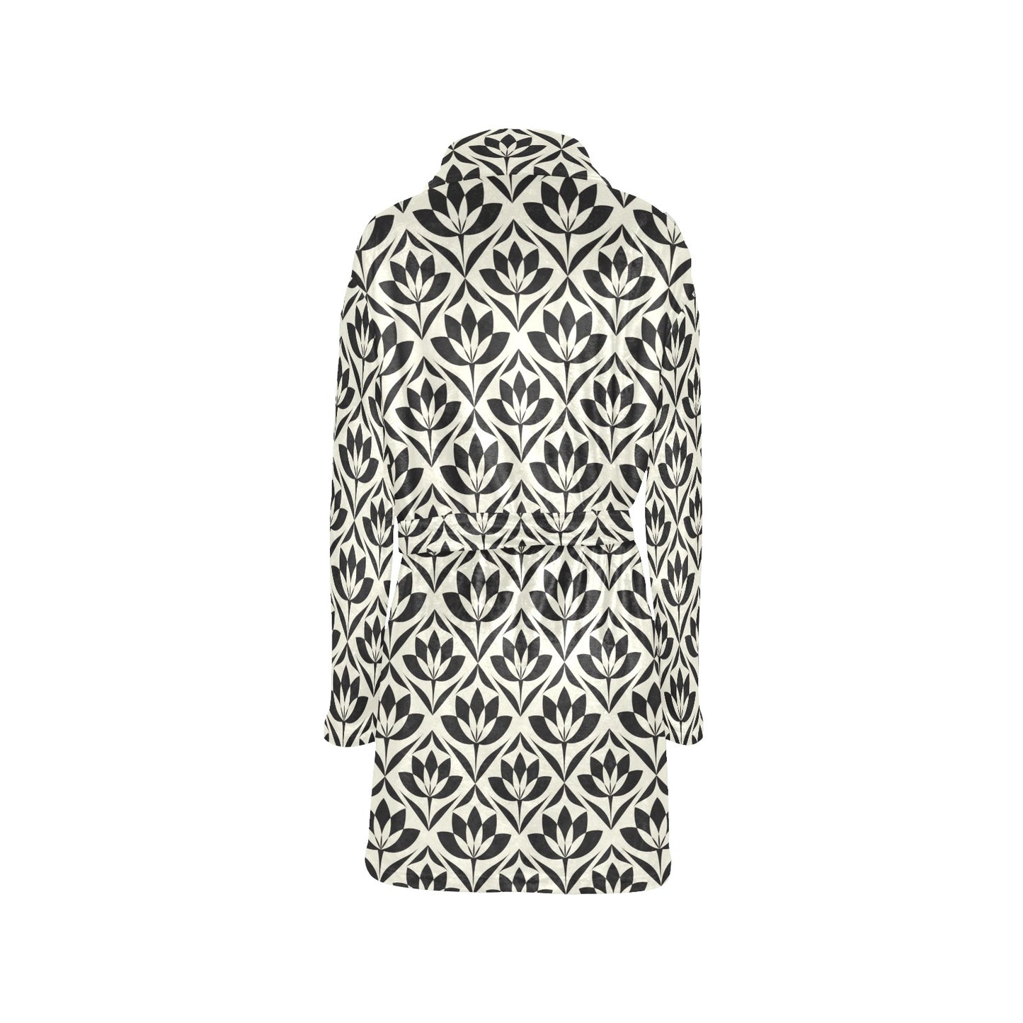 Lotus Pattern Print Women's Fleece Robe