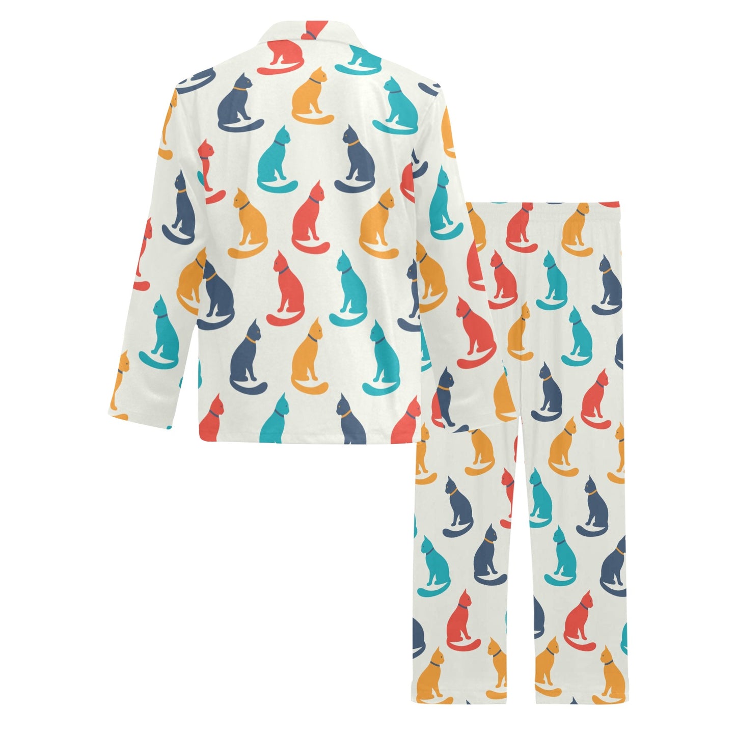 Cat Pattern Print Design 03 Men's Long Pajama Set