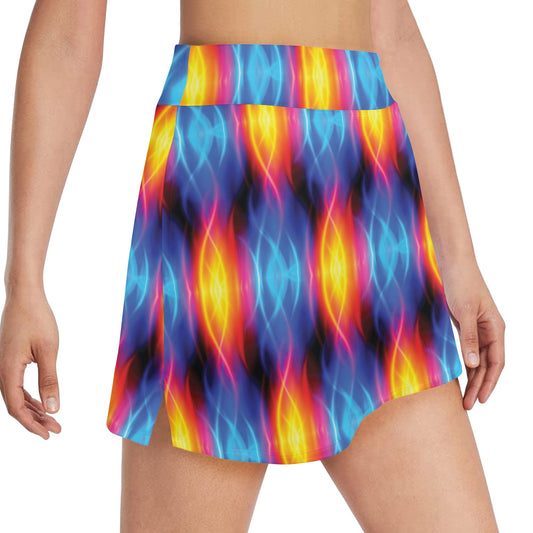 Flame Fire Blue Design Print 17" Golf & Pickleball Skort with Pockets