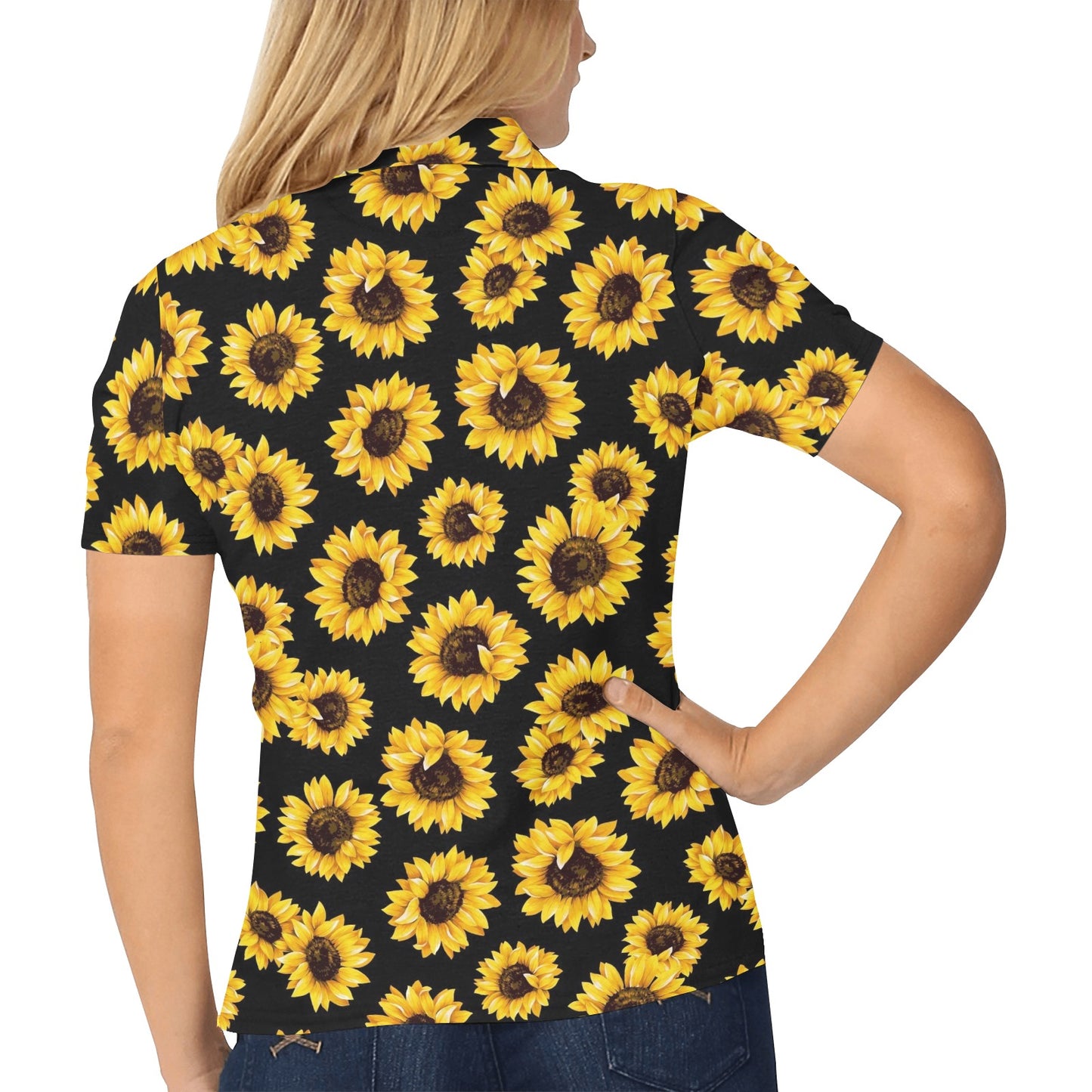 Sunflower Pattern Print Design SF05 Women's Polo Shirt