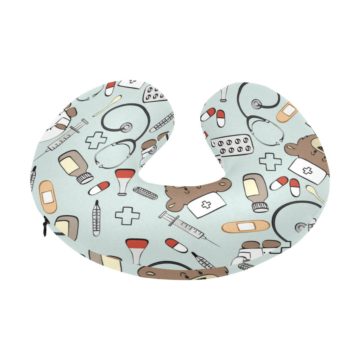 Nurse Bear Pattern Print Design A01 U-Shaped Travel Neck Pillow