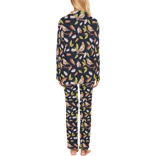 Birds Pattern Print Design 02 Women's Long Pajama Set