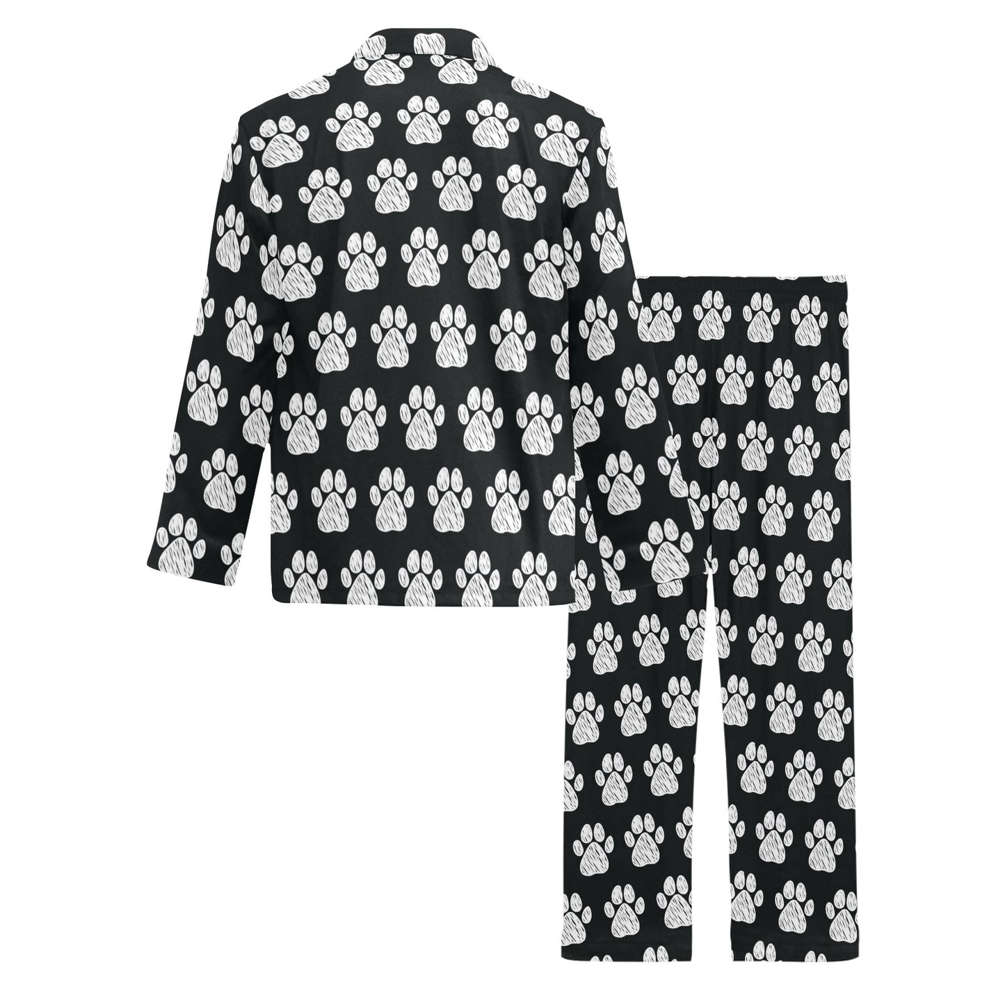 Paw Pattern Print Design A02 Men's Long Pajama Set