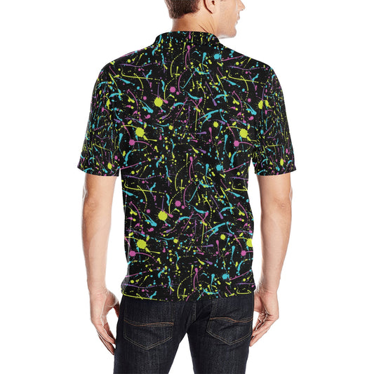 Splatter Multicolor Print Design LKS302 Men Polo Shirt