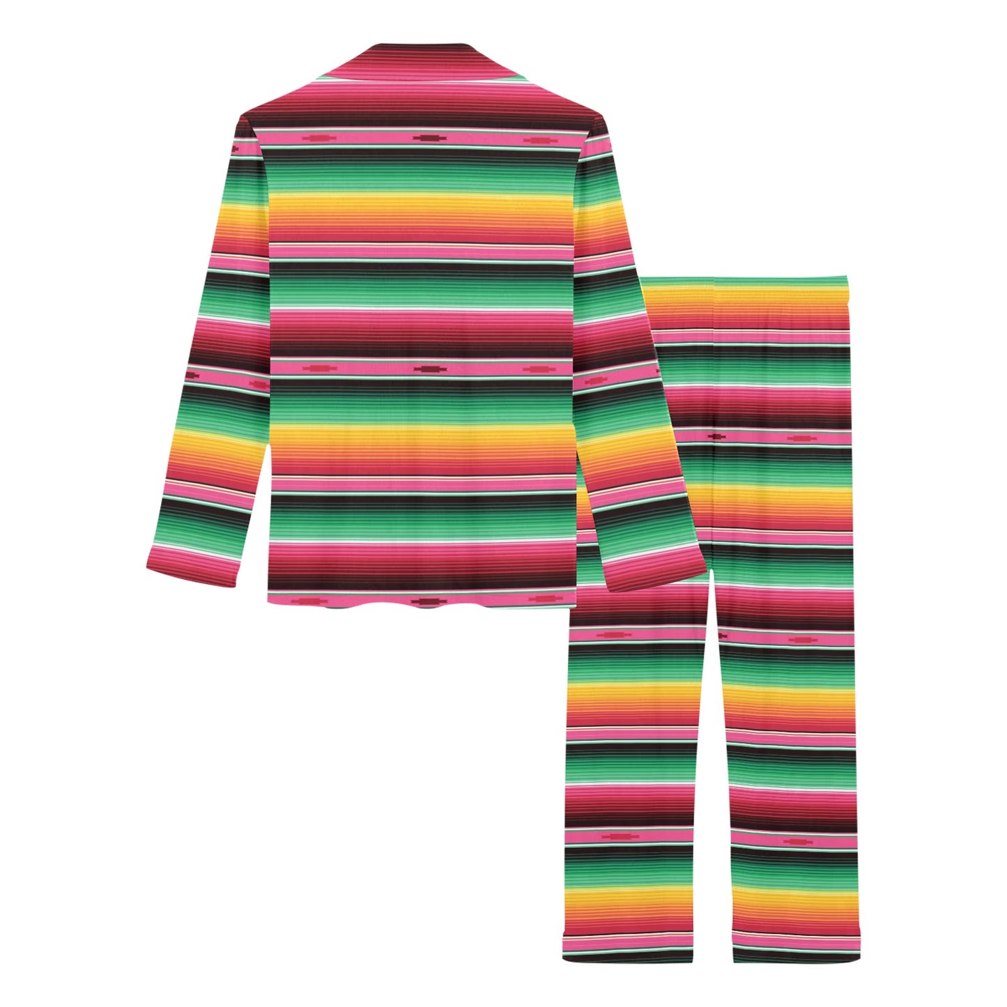 Mexican Blanket Classic Print Pattern Women's Long Pajama Set