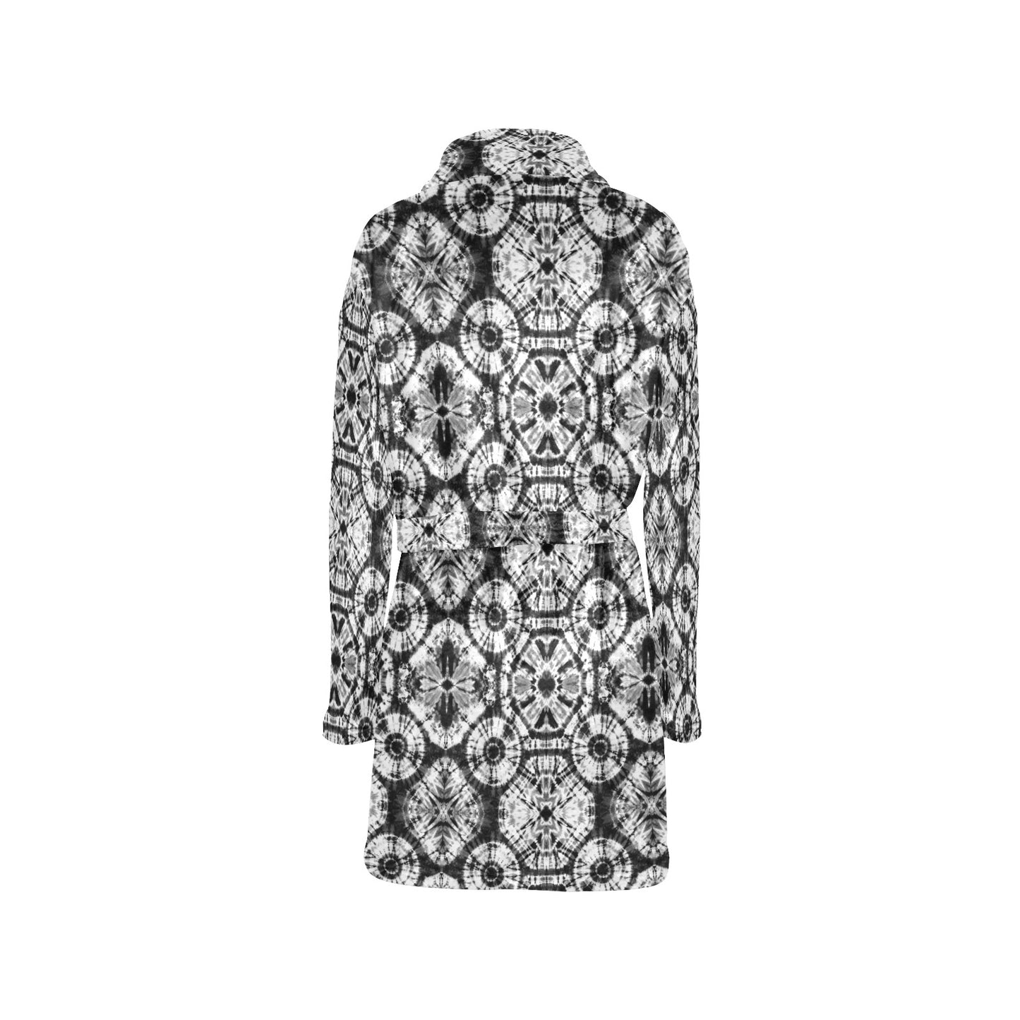 Tie Dye Black White Design Print Women's Fleece Robe