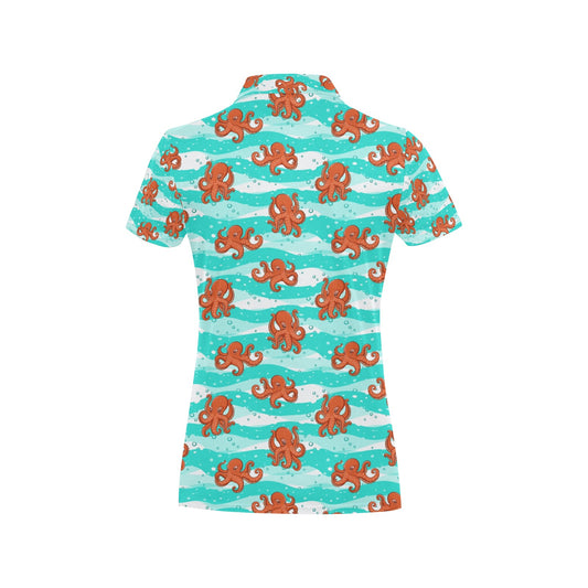 Octopus Cute Design Print Themed Women's Polo Shirt