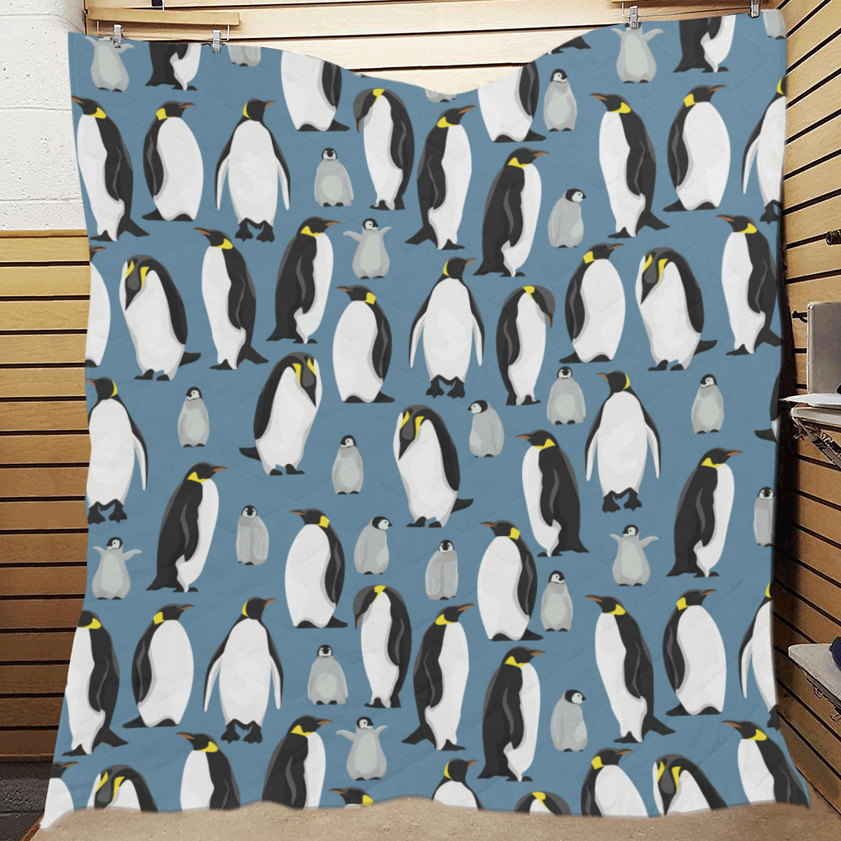 Penguin Pattern Print Design A03 Premium Quilt