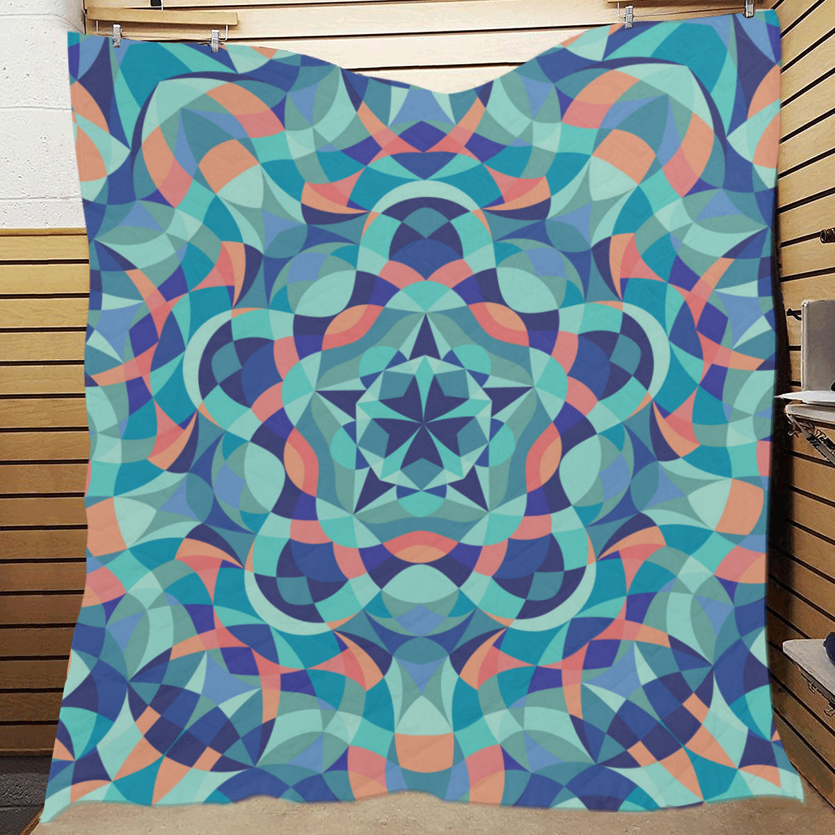 Kaleidoscope Pattern Print Design 03 Premium Quilt