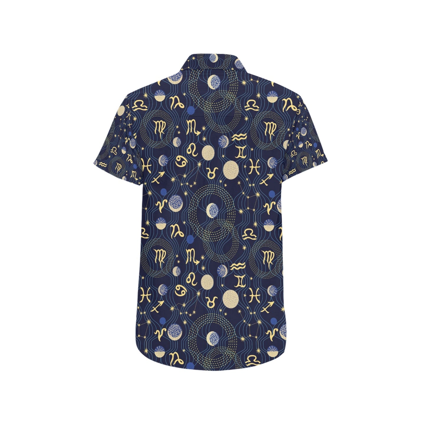 Zodiac Print Design LKS302 Men Short Sleeve Button Up Shirt