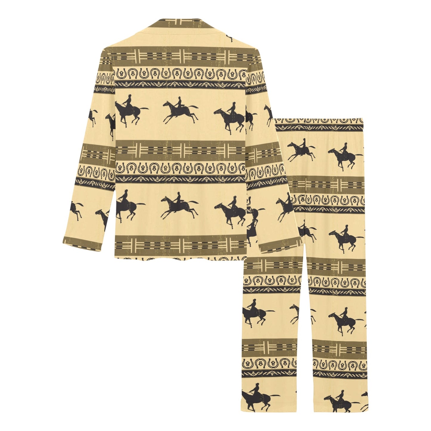 Horse Pattern Prnt Women's Long Pajama Set