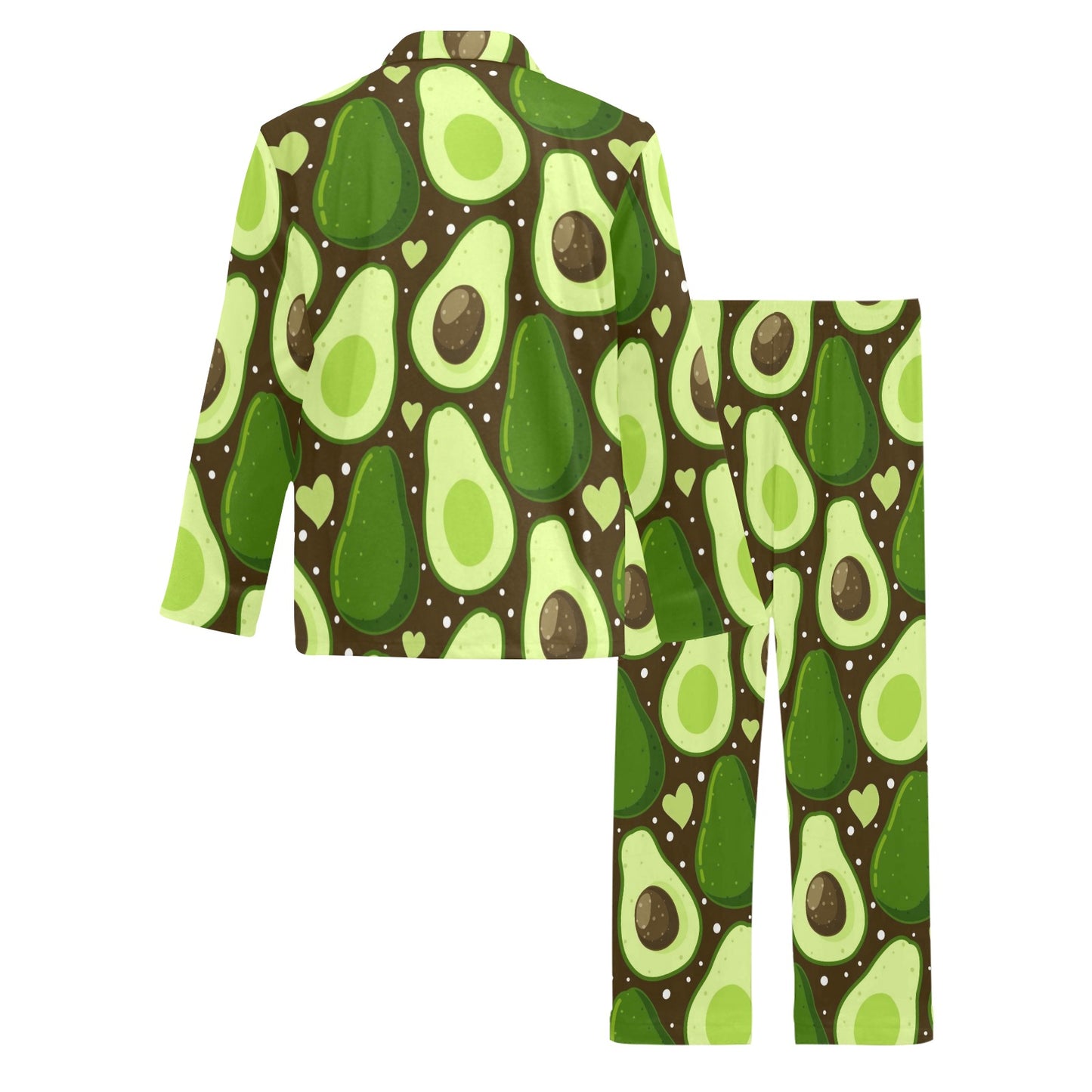 Avocado Pattern Print Design AC04 Men's Long Pajama Set