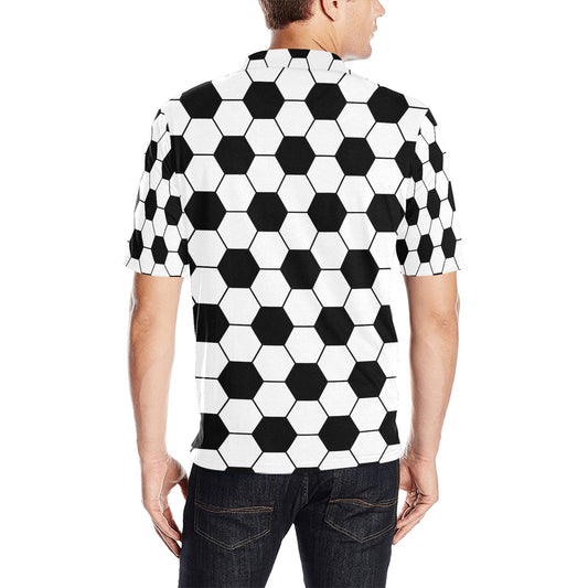 Soccer Ball Texture Print Design LKS303 Men Polo Shirt