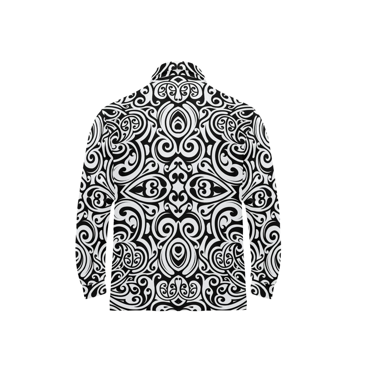 Polynesian Tattoo Pattern Long Sleeve Polo Shirt For Men's