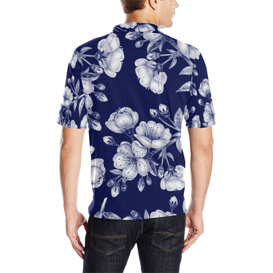 Cherry Blossom Pattern Print Design CB01 Men Polo Shirt