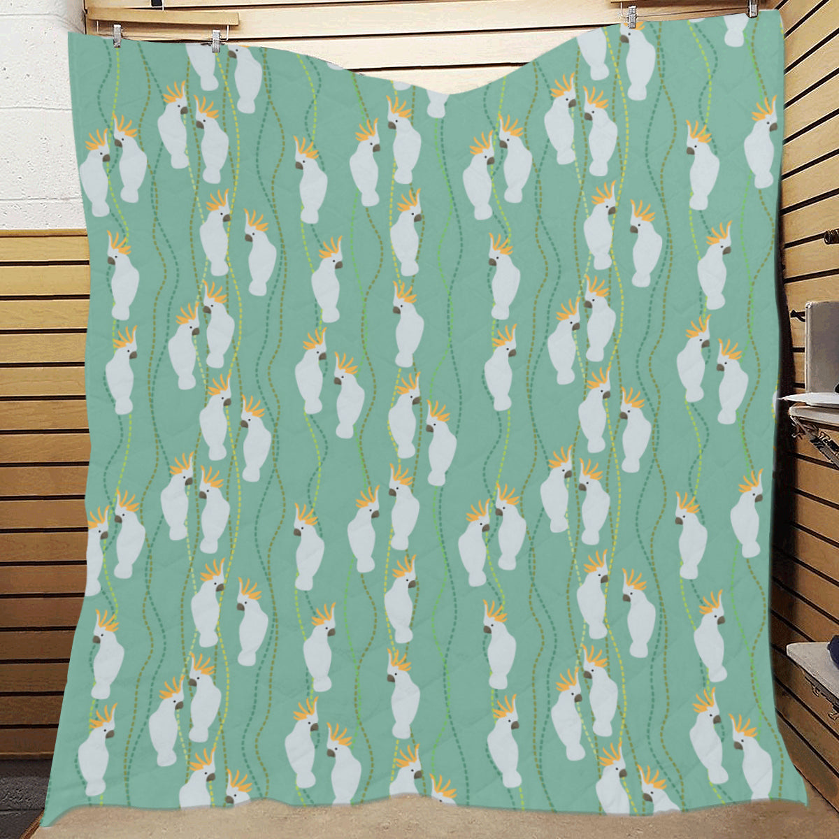 Cockatoo Pattern Print Design 01 Premium Quilt