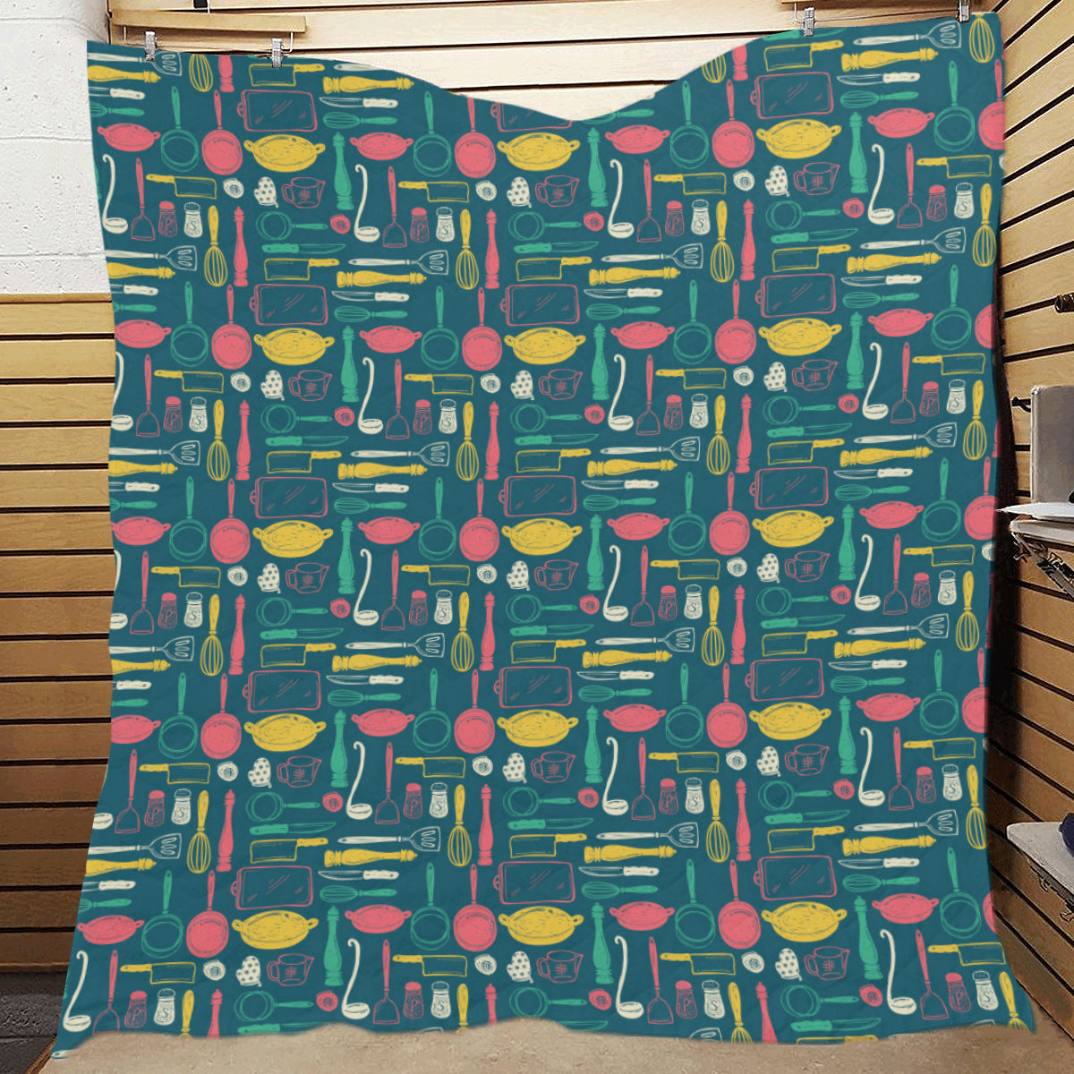 Cooking Kitchen Tools Pattern Print Design 01 Premium Quilt