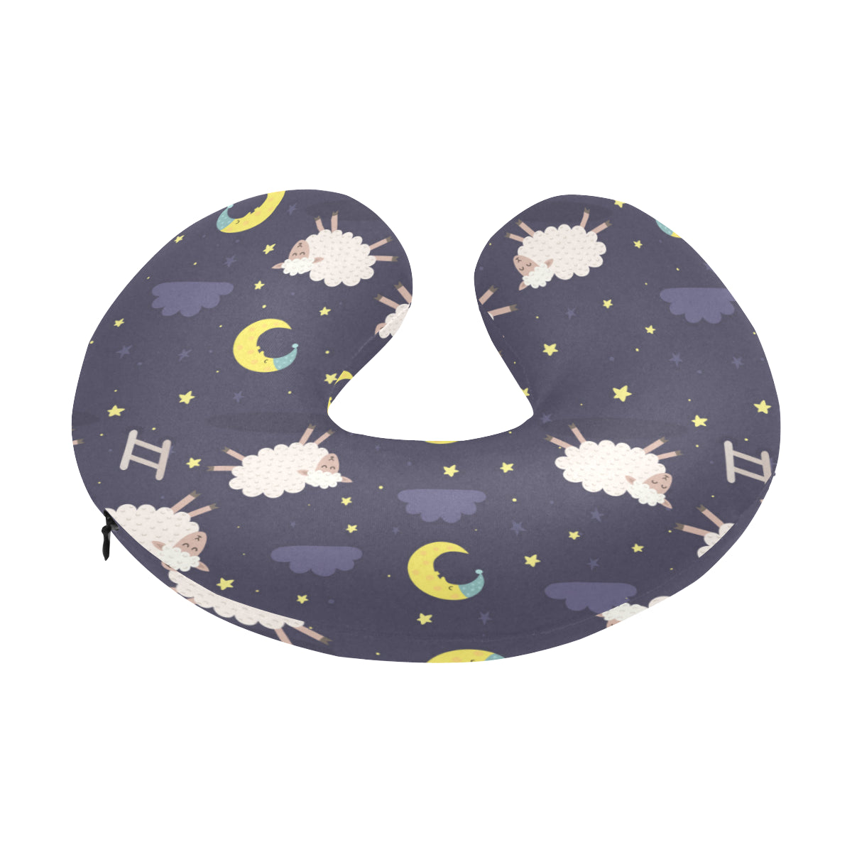 Sheep Night Pattern Print Design 02 U-Shaped Travel Neck Pillow