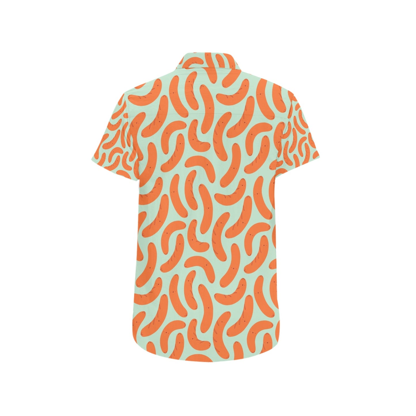 Sausage Print Design LKS304 Men Short Sleeve Button Up Shirt