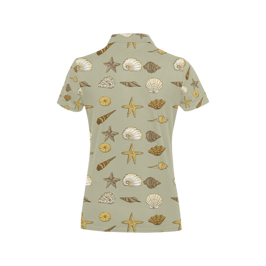 Seashell Beach Print Design LKS303 Women's Polo Shirt