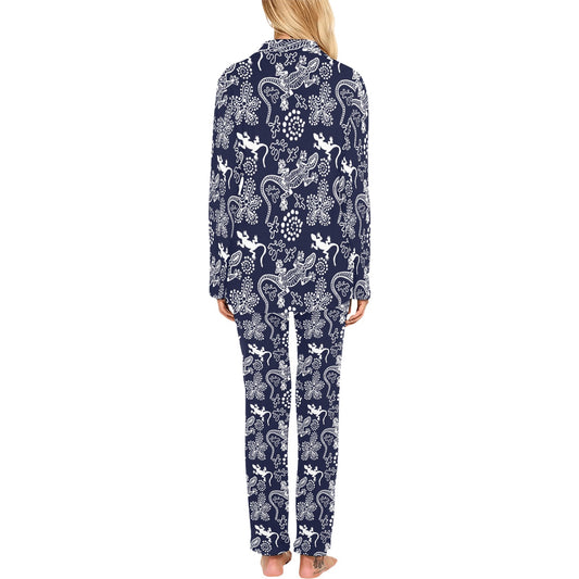 lizard Pattern Print Design 03 Women's Long Pajama Set