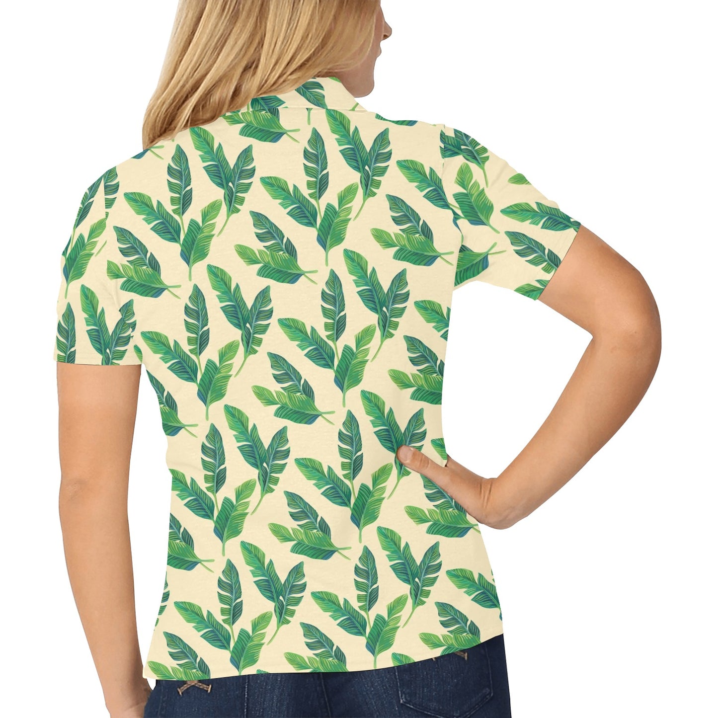 Banana Leaf Pattern Print Design 01 Women's Polo Shirt
