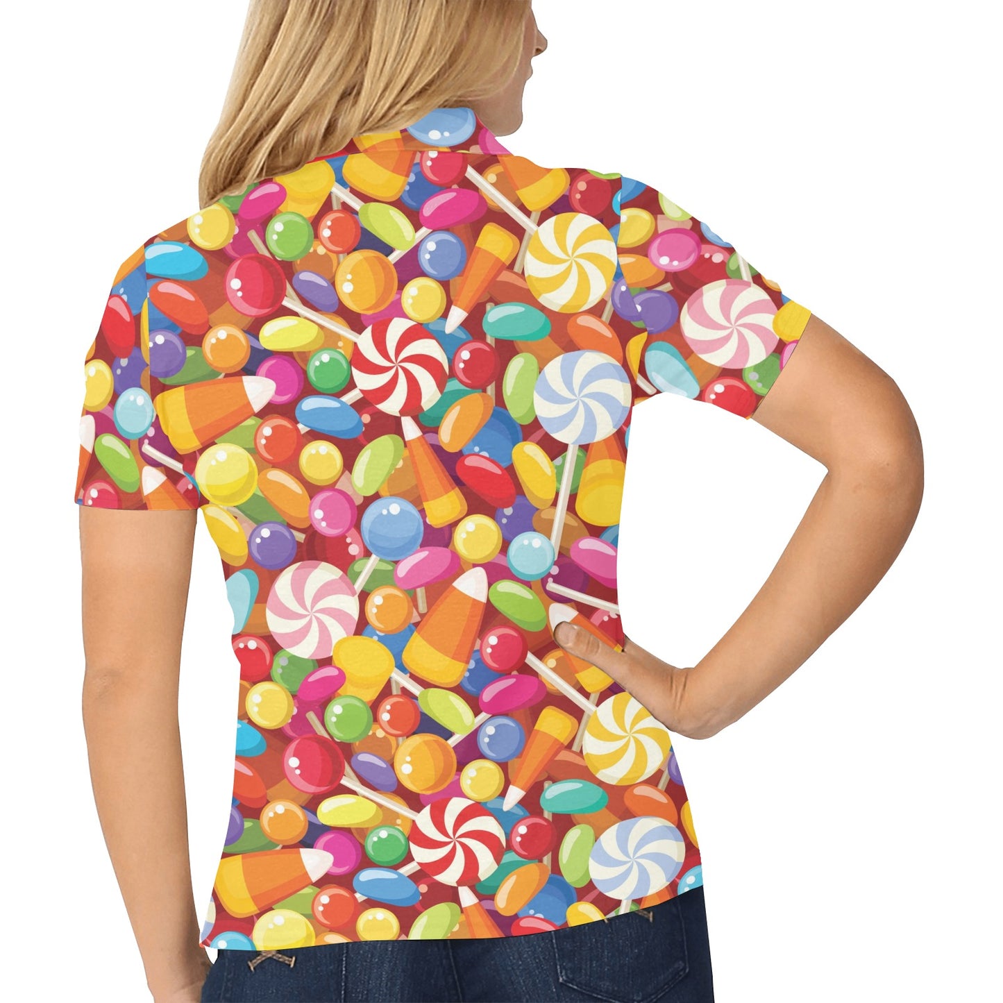 Candy Pattern Print Design 02 Women's Polo Shirt