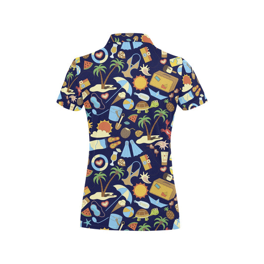 Beach Themed Pattern Print Design 04 Women's Polo Shirt