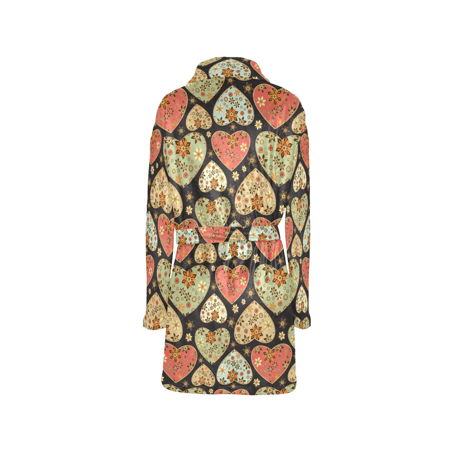 Heart Boho Pattern Print Design HE04 Women's Fleece Robe