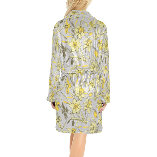 Daffodils Pattern Print Design DF05 Women's Fleece Robe