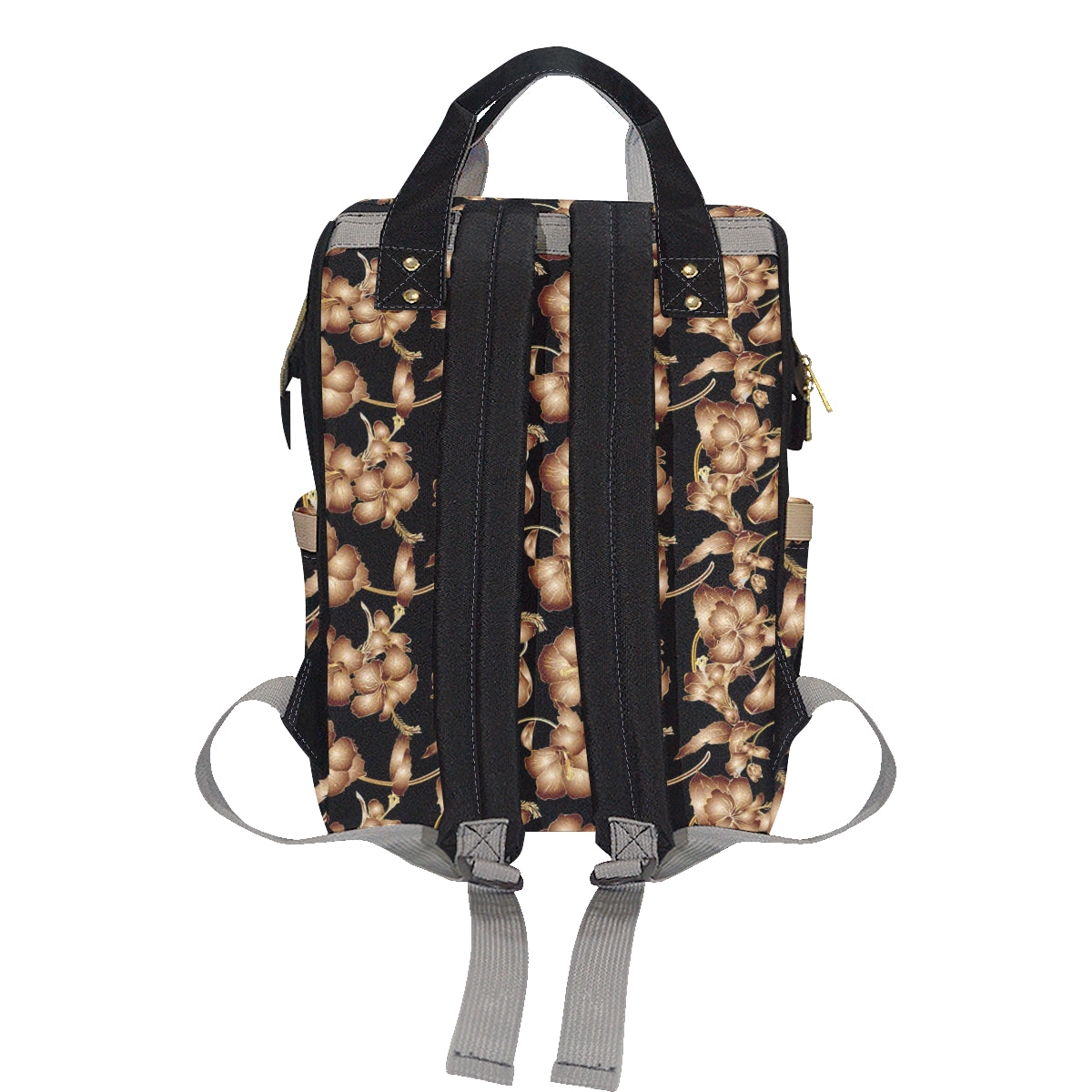 Brown Hibiscus Pattern Print Design HB06 Diaper Bag Backpack