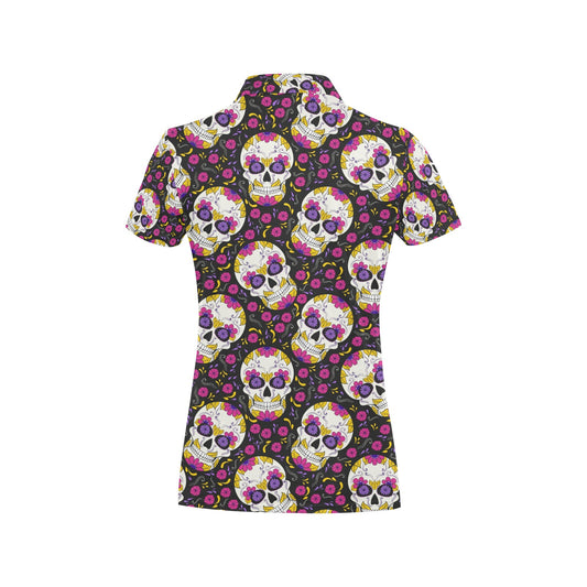 sugar skull Floral Pattern Women's Polo Shirt
