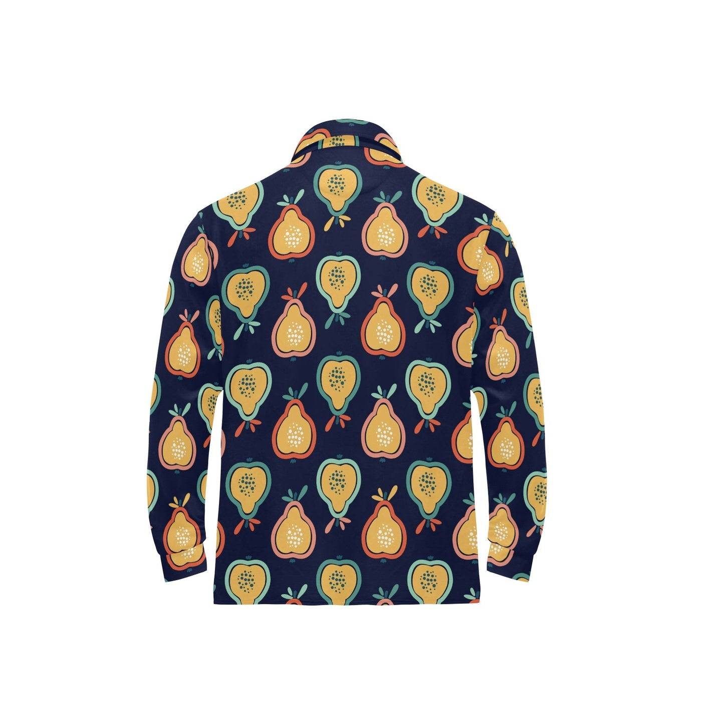 Pear Pattern Print Design PE03 Long Sleeve Polo Shirt For Men's