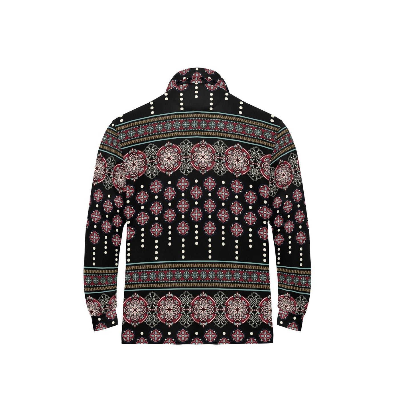 Ethnic Dot Style Print Pattern Long Sleeve Polo Shirt For Men's