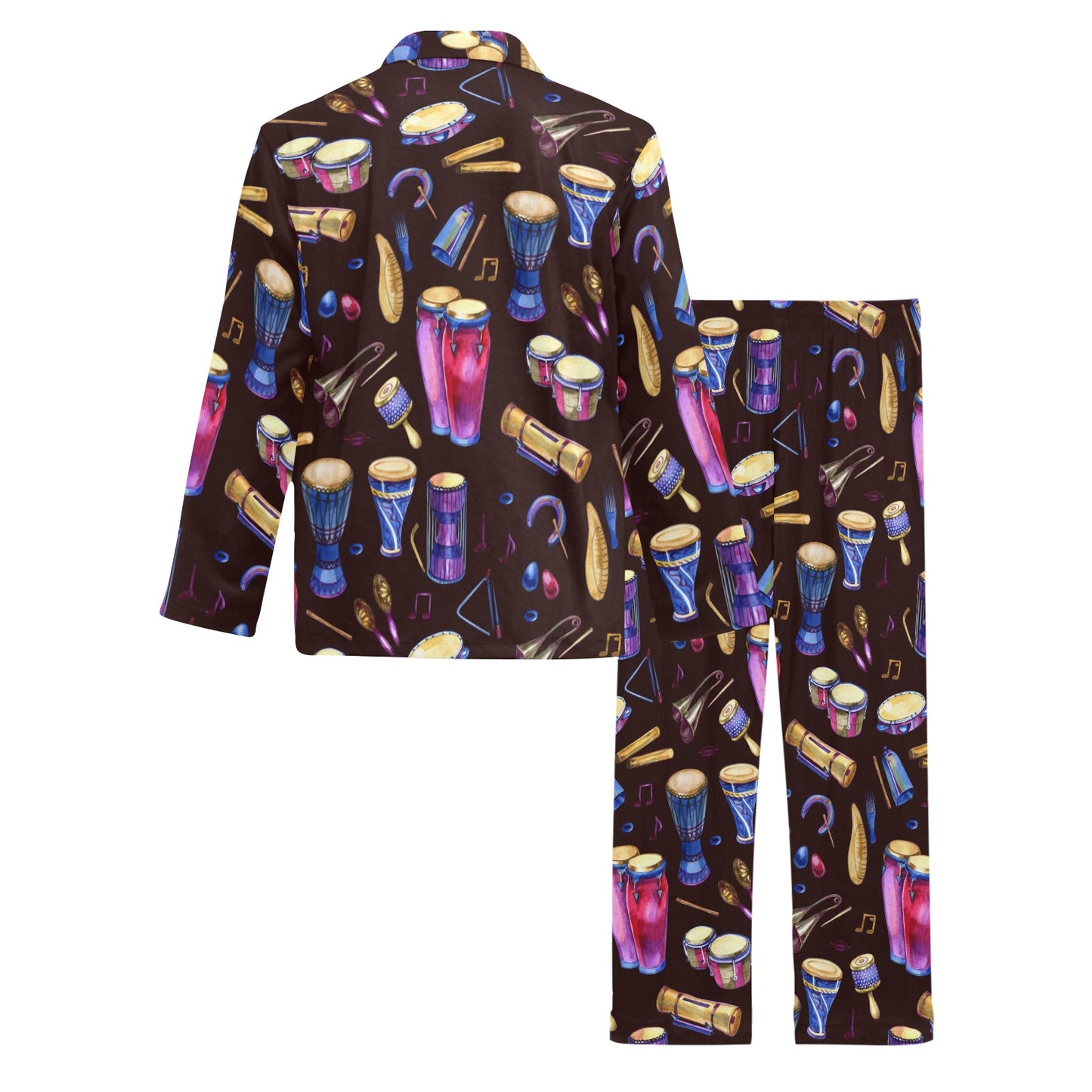 Percussion Neon Pattern Print Design 04 Men's Long Pajama Set