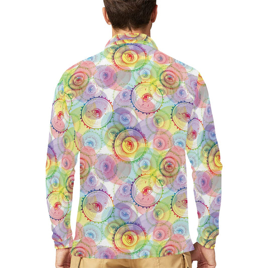 Third Eye Print Design LKS303 Long Sleeve Polo Shirt For Men's