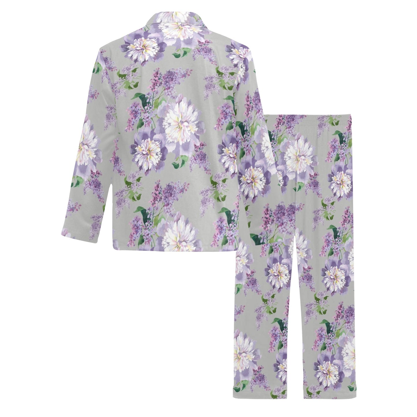 Lilac Pattern Print Design LI07 Men's Long Pajama Set